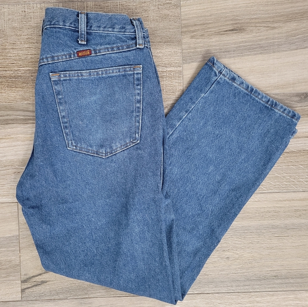 Rustler Straight Leg Denim Jeans Men's 34 x 29 Mid Wash